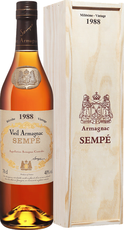 Арманьяк Sempe Vieil Vintage 1988 Armagnac AOC (gift box) 1988 0.7л