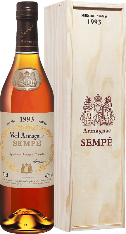 Арманьяк Sempe Vieil Vintage 1993 Armagnac AOC (gift box) 1993 0.7л