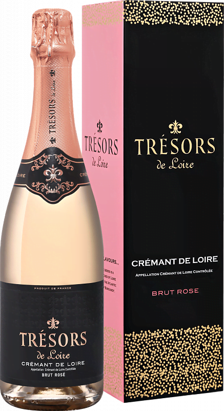 Игристое вино Tresors de Loire Cremant de Loire AOC Brut Rose Joseph Verdier (gift box) - 0.75л