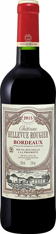 Вино Chateau Bellevue Rougier Bordeaux AOC 2019 0.75л