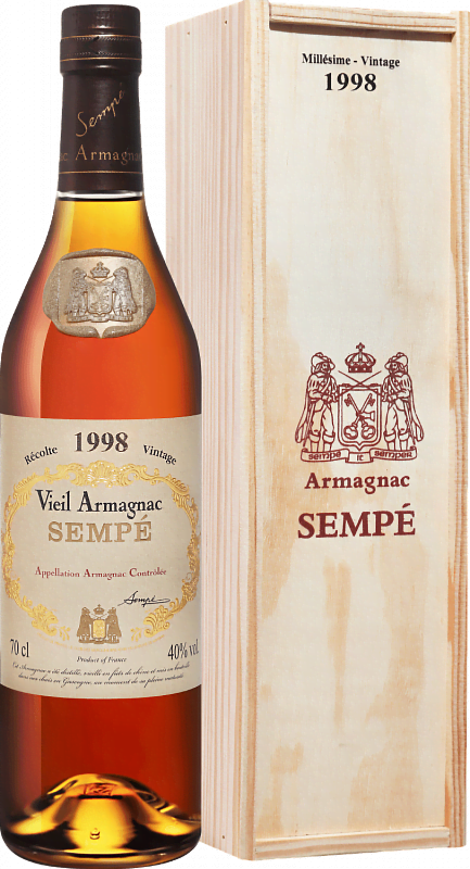Арманьяк Sempe Vieil Vintage 1998 Armagnac AOC (gift box) 1998 0.7л