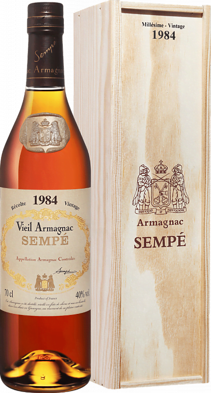 Арманьяк Sempe Vieil Vintage 1984 Armagnac AOC (gift box) 1984 0.7л