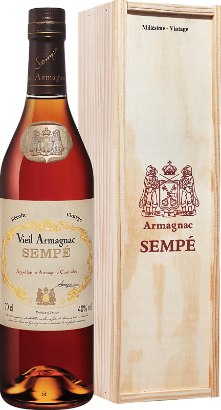 Арманьяк Sempe Vieil Vintage 1971 Armagnac AOC (gift box) 1971 0.7л