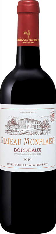 Вино Chateau Monplaisir Bordeaux AOC 2019 0.75л