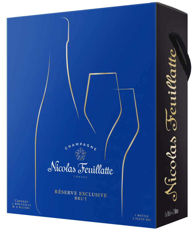 Шампанское Nicolas Feuillatte Brut Reserve Exclusive в подарочной упаковке с 2-мя бокалами