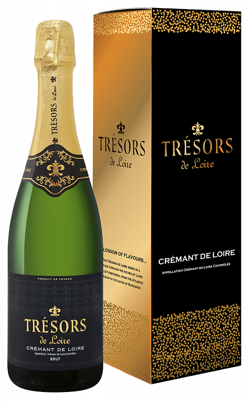 Игристое вино Tresors de Loire Cremant de Loire AOC Brut Joseph Verdier (gift box) - 0.75л