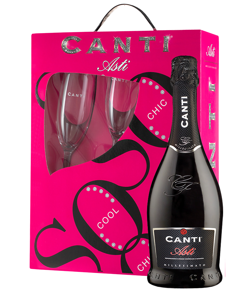 Игристое вино Asti + Glasses, Canti, 2019 г.