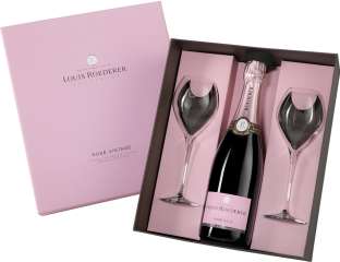 Шампанское Louis Roederer Brut Rose c 2-мя бокалами, 2014 г.