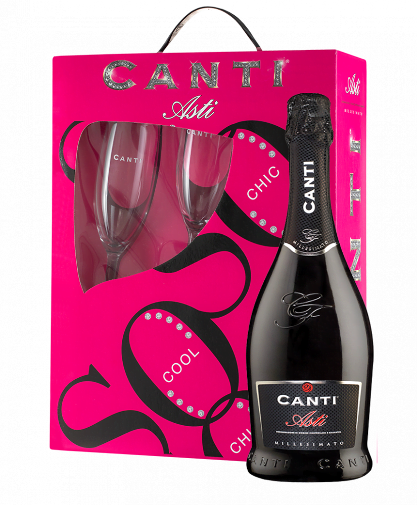 Игристое вино Asti + Glasses, Canti, 2016 г.