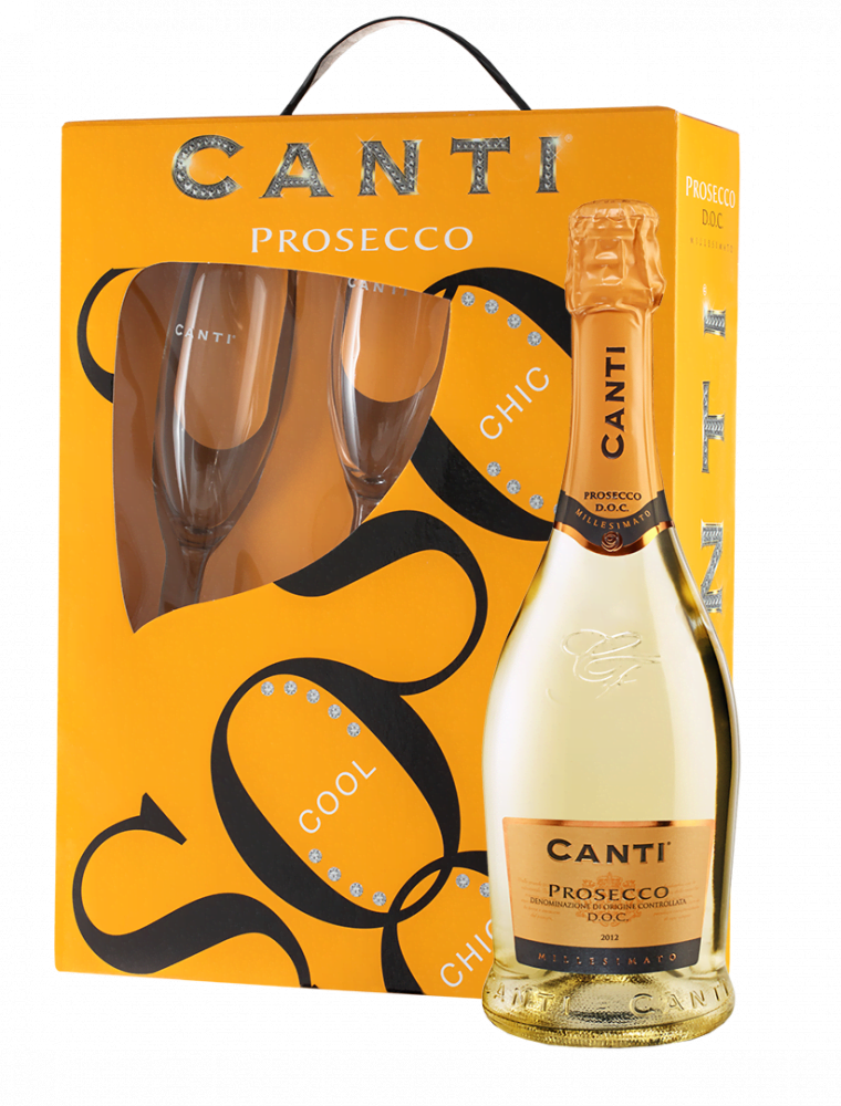 Игристое вино Prosecco + Glasses, Canti, 2017 г.