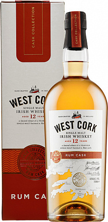 Виски West Cork Rum Cask 12YO Single Malt, в подарочной упаковке, 700 мл