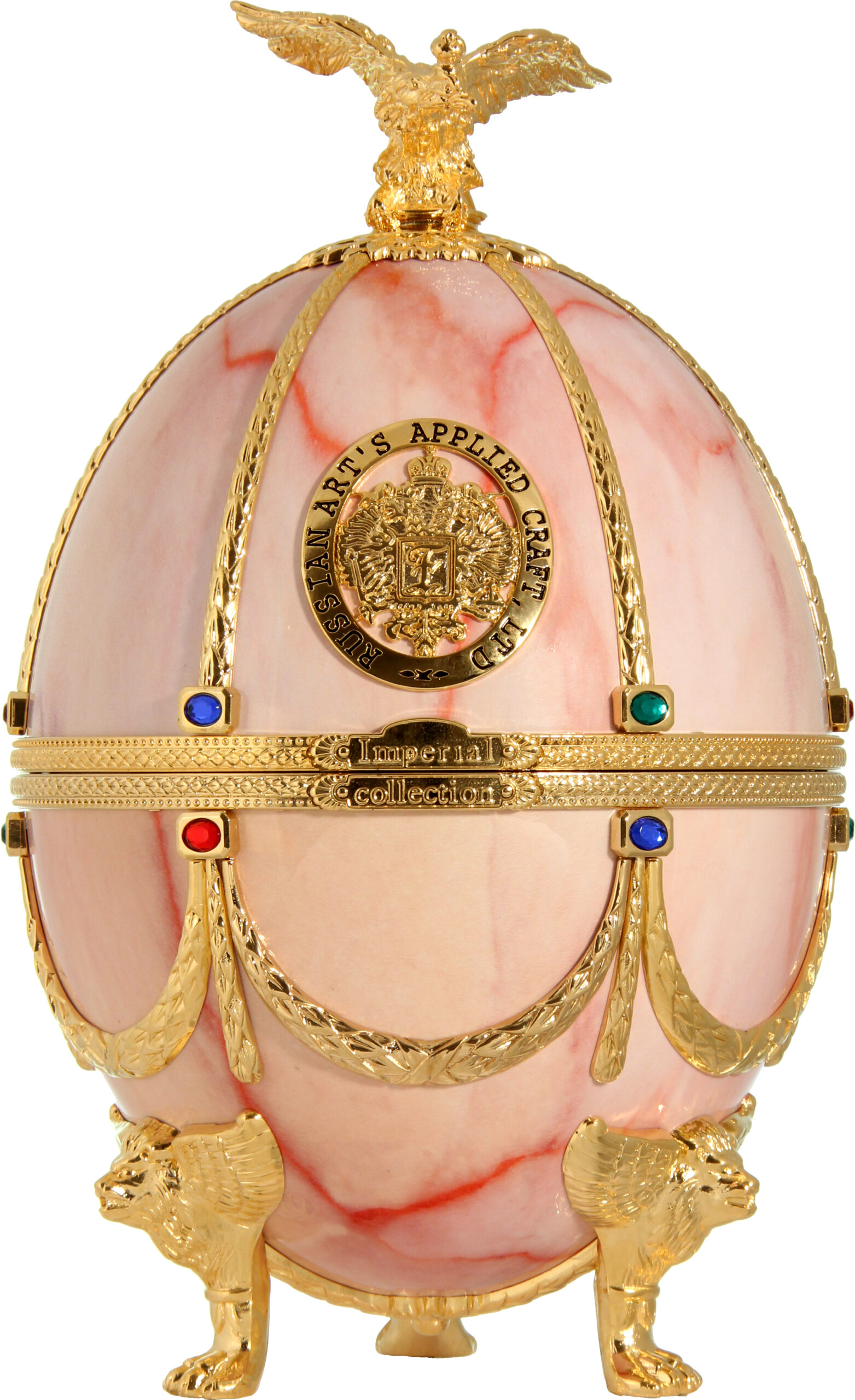 0,7 Императорская Коллекция графин-яйцо цвета розового мрамора в бархатном коробе (ГЛ)