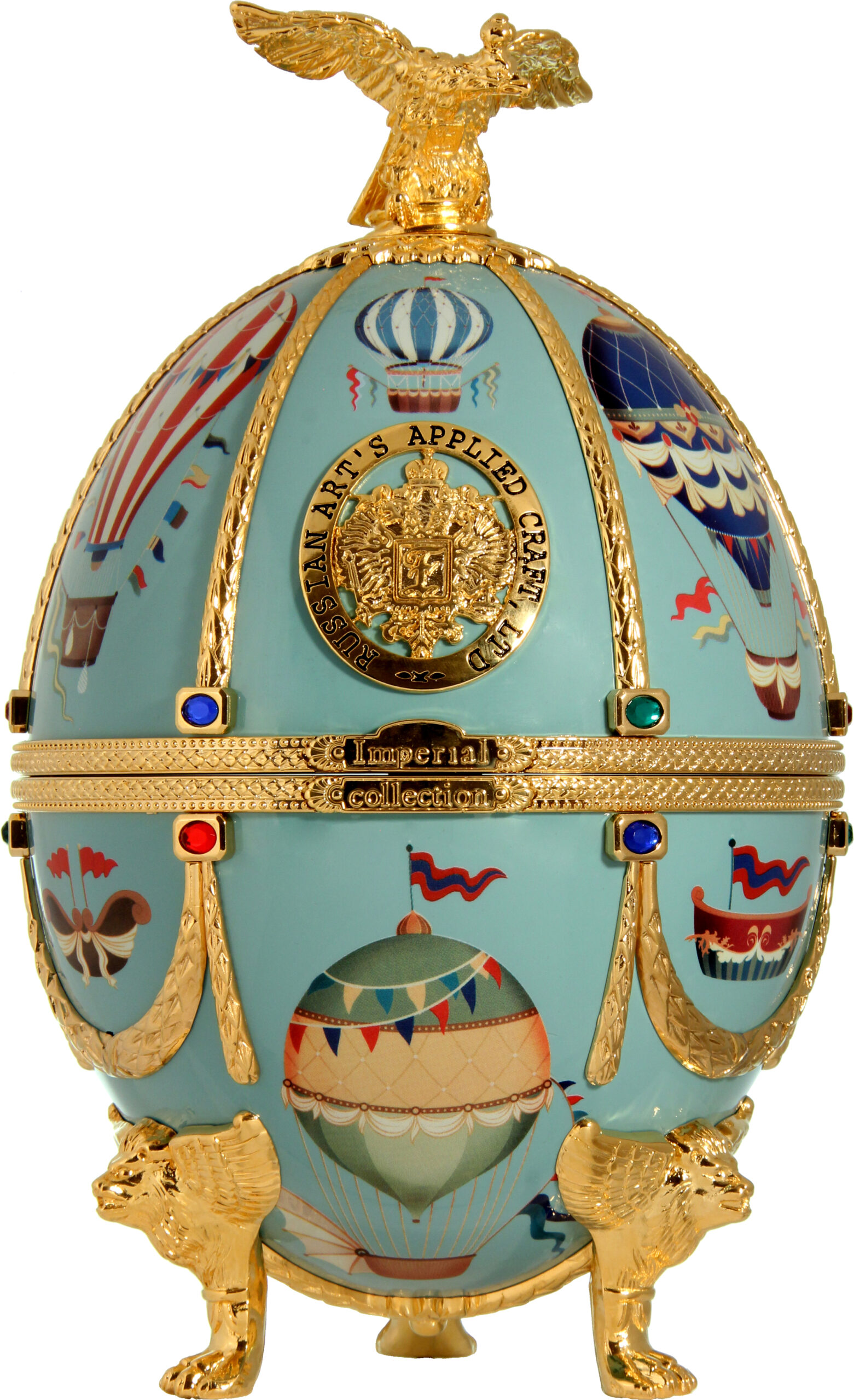 0,7 Императорская Коллекция графин-яйцо голубого цвета с воздушными шарами в бархатном коробе (ГЛ)