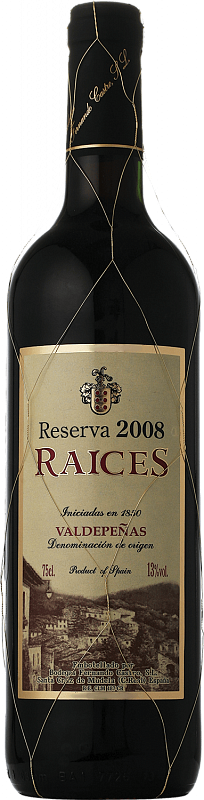 Вино Raices Reserva Valdepenas DO Bodegas Fernando Castro 2018 0.75 л