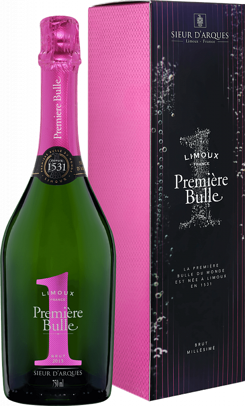 Игристое вино Premiere Bulle Brut Blanquette de Limoux AOC Sieur d‘Arques (gift box) 2018 0.75 л