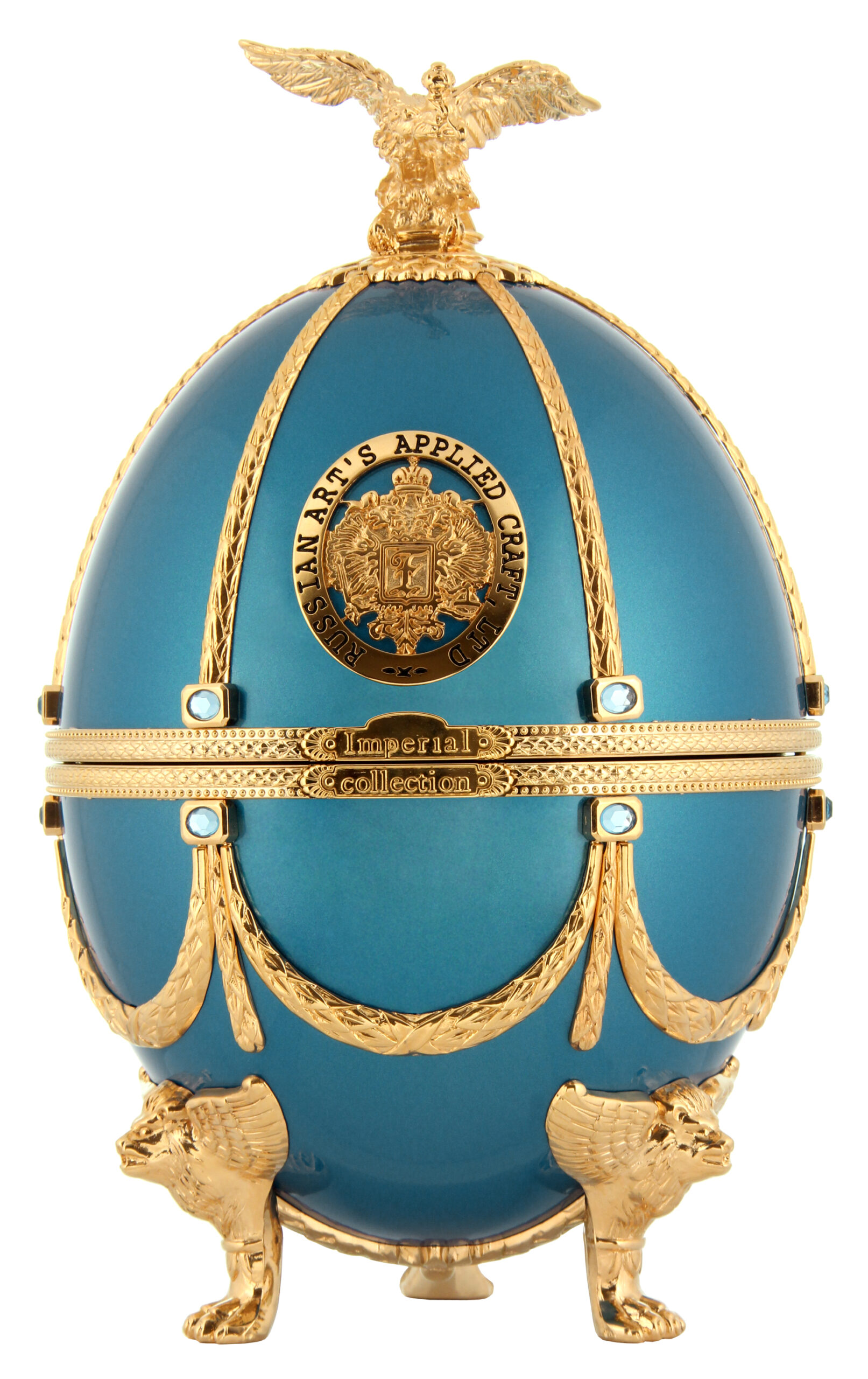 0,7 Императорская Коллекция графин-яйцо бирюзового цвета в бархатном коробе (ГЛ)