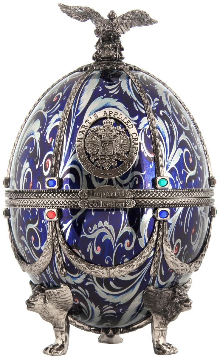 0,7 Императорская Коллекция графин-яйцо серебристого цвета с син. цвет. в дер. кор(ГЛ)