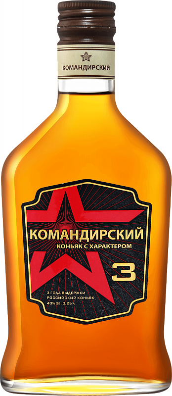 Коньяк Komandirsky 3 y.o. - 0.25 л