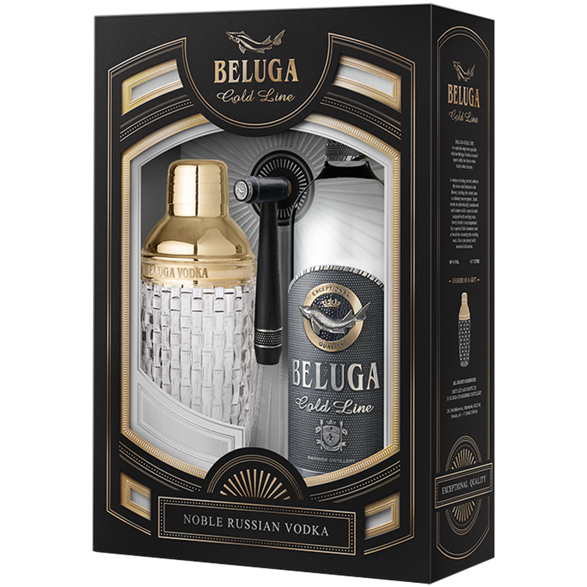 Водка Beluga Gold Line 0,75 л в подарочной упаковке + шейкер
