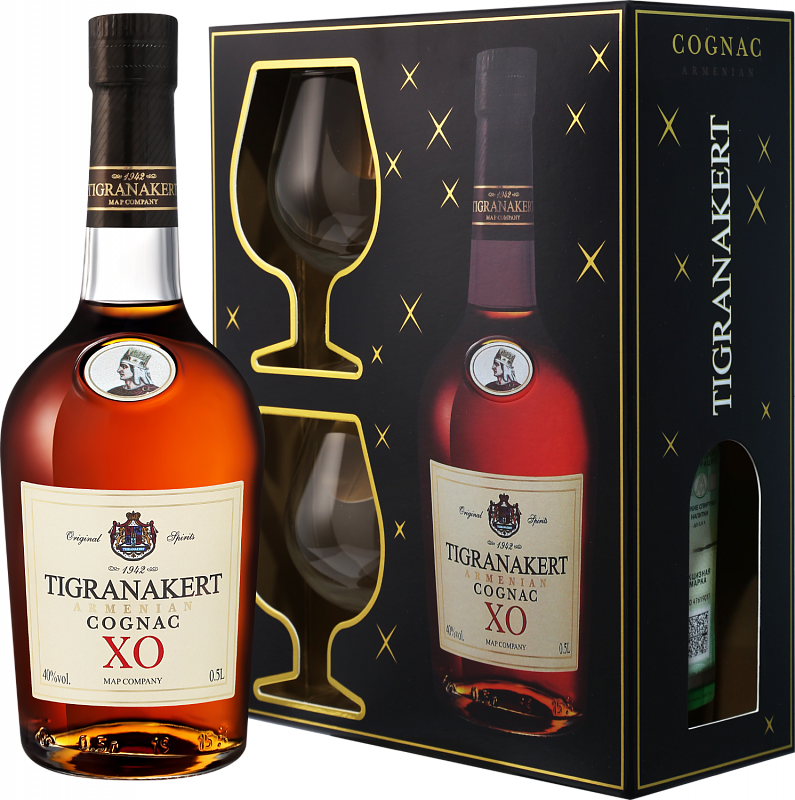 Коньяк Tigranakert XO (gift box with 2 glasses) - 0.5 л