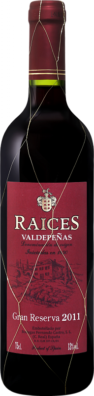 Вино Raices Gran Reserva Valdepenas DO Bodegas Fernando Castro 2014 0.75 л