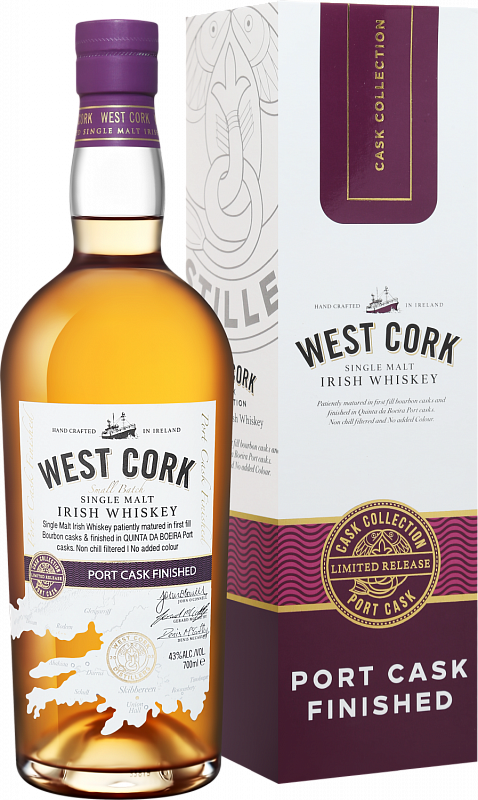 Виски West Cork Small Batch Port Cask Finished Single Malt Irish Whiskey (gift box) 0.7 л