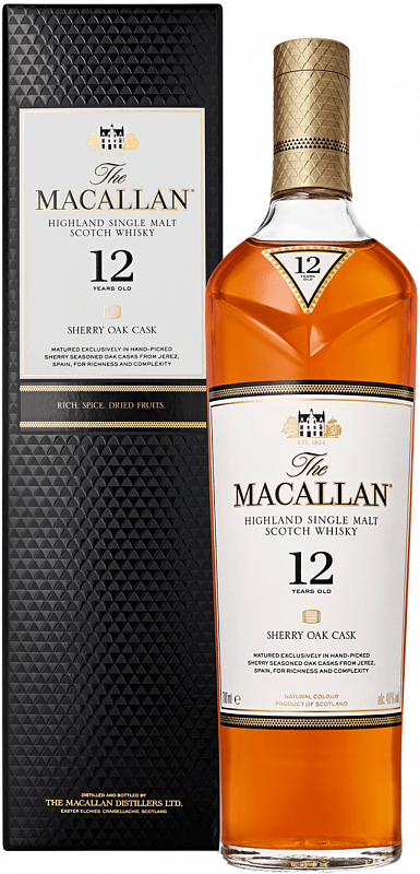 Виски Macallan Sherry Oak Cask Highland Single Malt Scotch Whisky 12 y.o. (gift box) 0.7 л