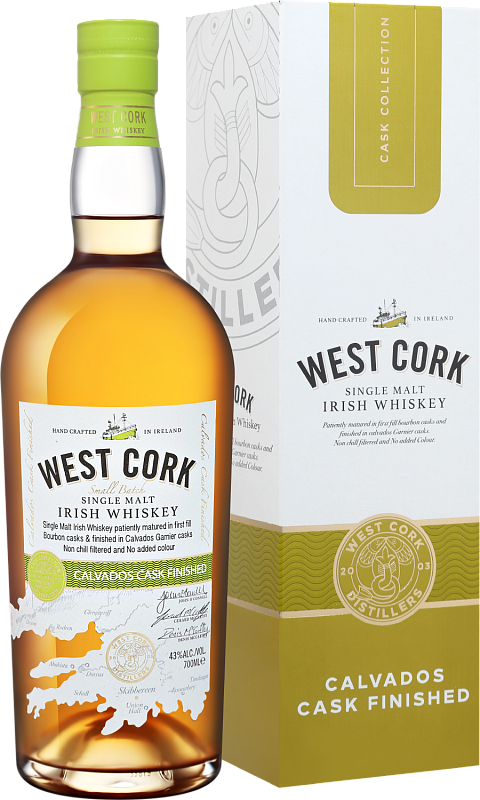 Виски West Cork Small Batch Calvados Cask Finished Single Malt Irish Whiskey (gift box) 0.7 л