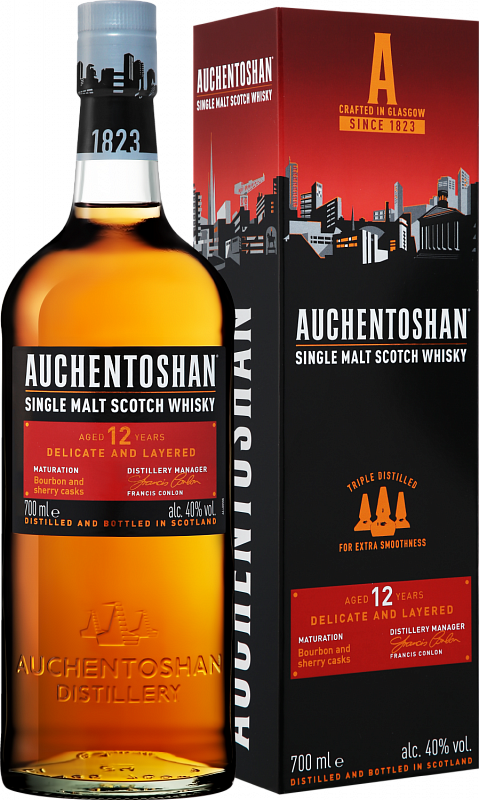 Виски Auchentoshan Single Malt Scotch Whisky 12 y.o. (gift box) 0.7 л