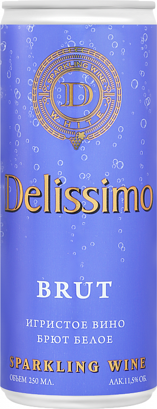 Игристое вино Delissimo Brut 2021 0.25 л