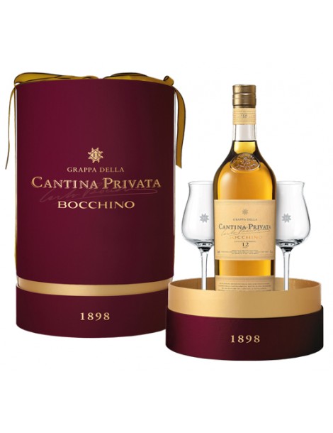 Граппа Cantina Privata Bocchino 12 anni 45% 0,7 л Gift Pack with 2 glasses