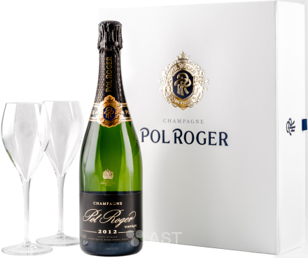 Шампанское Pol Roger Brut Vintage, в подарочной упаковке+2 бокала, 2012, 750 мл