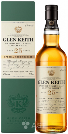 Виски Glen Keith 25 Years Old, в подарочной упаковке, 700 мл