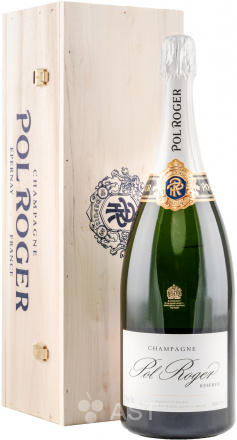 Шампанское Pol Roger Brut Reserve, в деревянной подарочной упаковке, 1500 мл